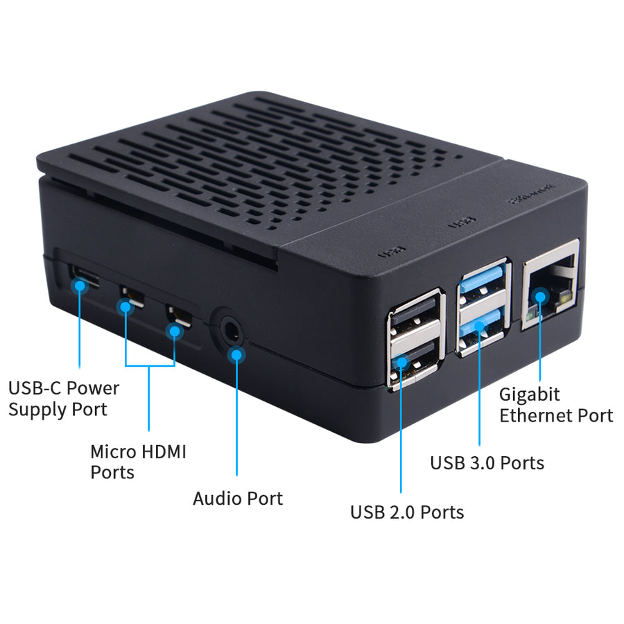 Raspberry Pi 4B H4 Black Plastic Case ABS Case with PWM Cooling