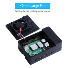52Pi Raspberry Pi 4 Fan ABS Case with PWM Cooling Fan 40X40X10mm and 4pcs Raspberry Pi 4 Heatsink for Raspberry Pi 4 Model B (Black with Large Fan)