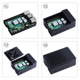 52Pi Raspberry Pi 4 Fan ABS Case with PWM Cooling Fan 40X40X10mm and 4pcs Raspberry Pi 4 Heatsink for Raspberry Pi 4 Model B (Black with Large Fan)