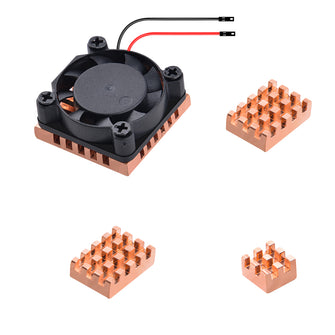 1 Set of Copper Heat Sink Fan and 4 pcs Heatsinks Cooling Kit for Orange Pi 5 Plus