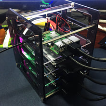 52Pi Rack Tower Acrylic Cluster Case (4 Layer) LED RGB Light Large Cooling Fan for Raspberry Pi / Jetson Nano