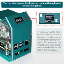 52Pi ABS Mini Tower RGB Cooling Fan With 0.96 OLED Screen UPS Case Kit for Raspberry Pi 4B