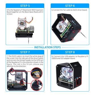 52Pi Raspberry Pi 4 Model B ABS Mini Tower NAS Kit with Ice Tower 0.96 Screen Dispaly for Raspberry Pi 4B