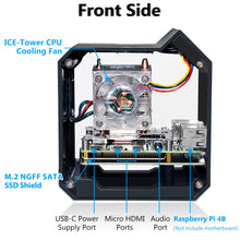 52Pi Raspberry Pi 4 Model B ABS Mini Tower NAS Kit with Ice Tower 0.96 Screen Dispaly for Raspberry Pi 4B