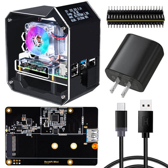 Raspberry Pi 4 Model B ABS Mini Tower NAS Kit with Ice Tower 0.96 Screen Dispaly for Raspberry Pi 4B