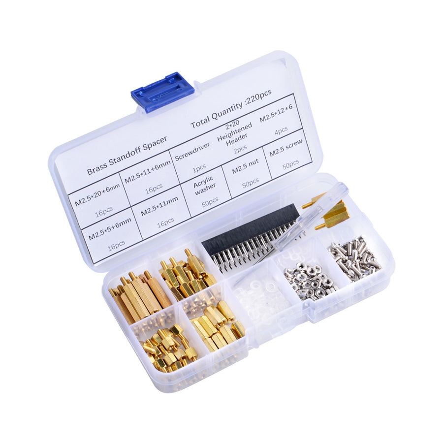 52Pi Raspberry Pi Screws Kit 220pcs Waterproof M2.5 Copper Steel