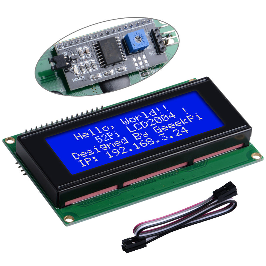 52Pi IIC I2C LCD 2004 Serial 20x4 Display Module with I2C