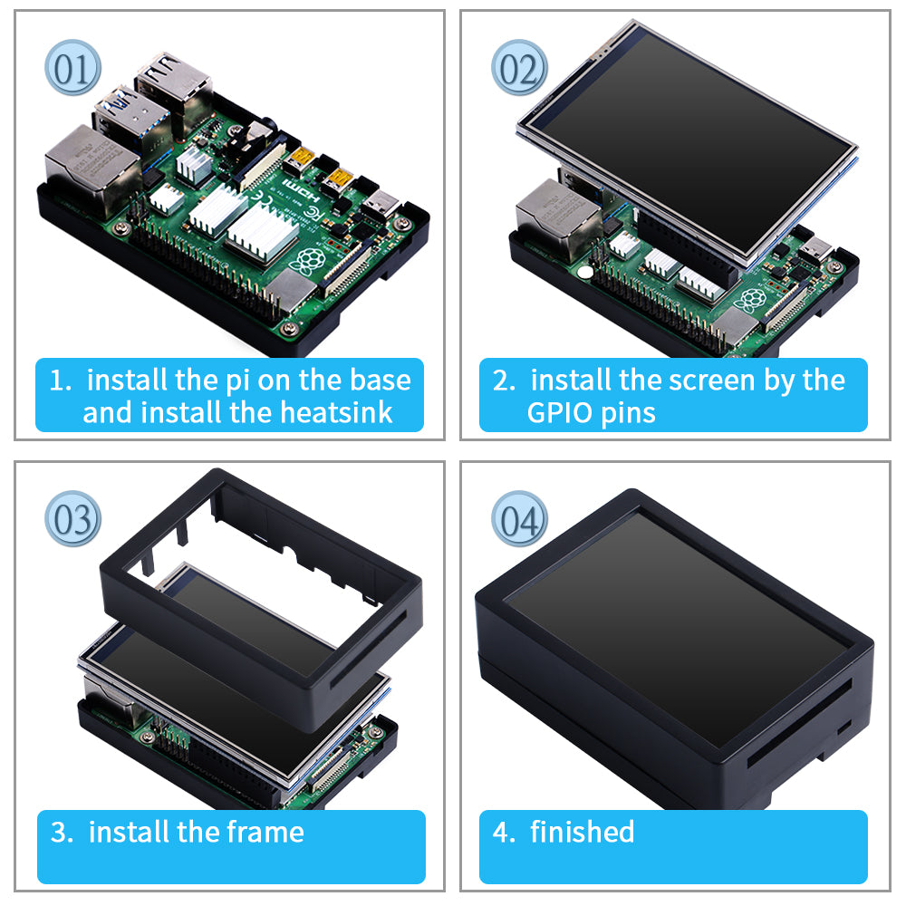 52Pi 3.5 Inch 480*320 Resistive Touch Screen TFT Display Monitor with ...