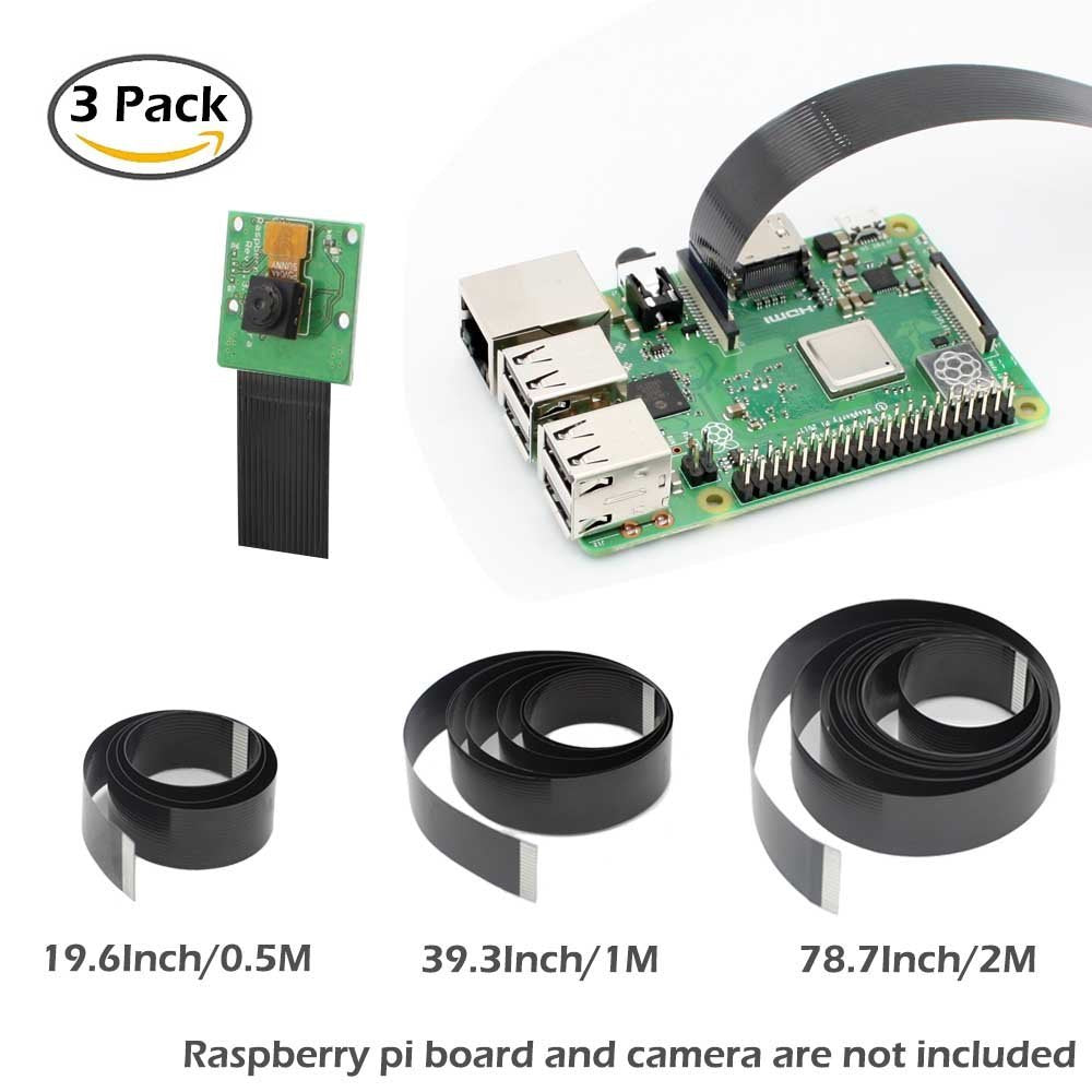 52Pi 2M 1M 50CM 3 PCS Raspberry Pi 3 Camera Cable Ribbon FFC 15pin 0.5 ...