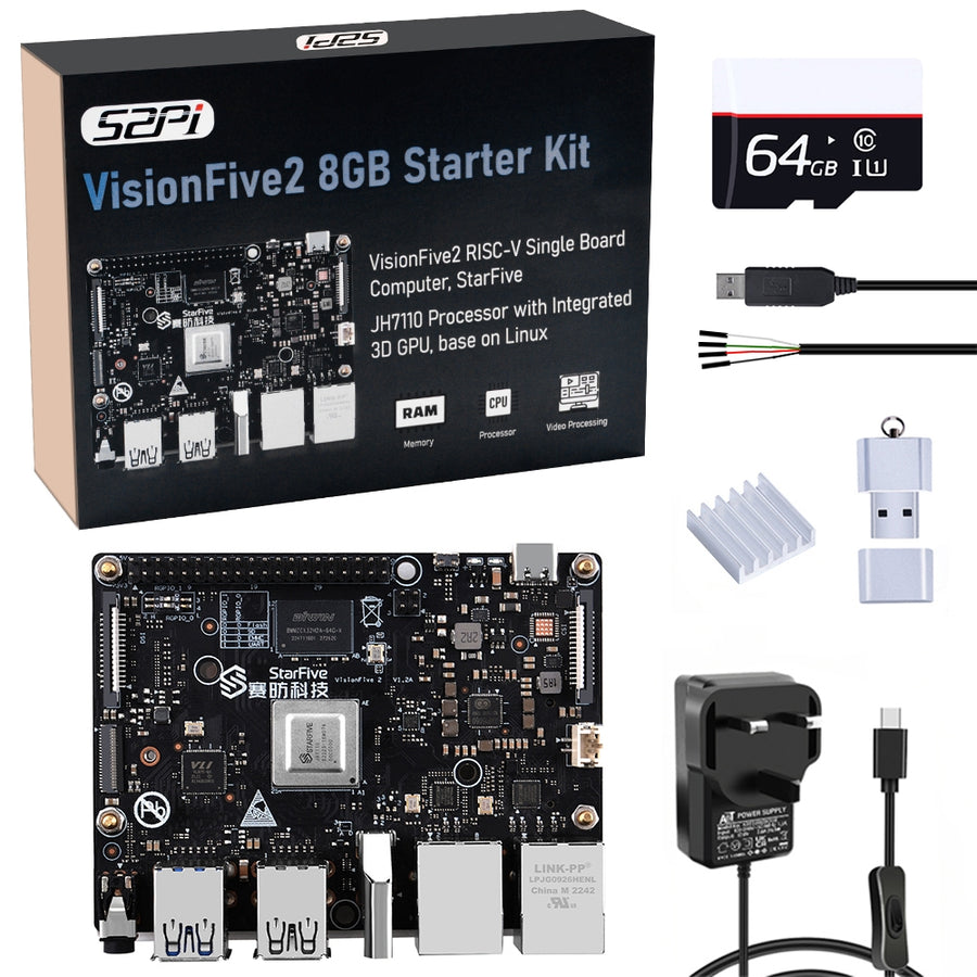 52Pi VisionFive 2 Starter Kit RISC-V Single Board Computer 8G with