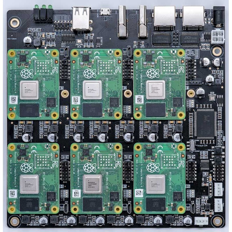 DeskPi Super6C Raspberry Pi CM5/CM4 Cluster Mini-ITX board 6