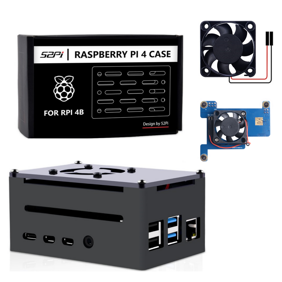 52Pi Raspberry Pi 4 Model B Aluminum Case Black Metal Enlosure