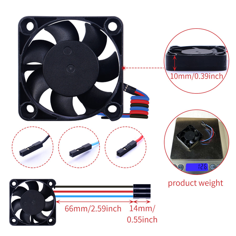 40mm Cooling Fans 5-Pack 40x40x10mm 12V DC Cooling Fans - 2-Pin For PC ...
