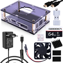 52Pi Orange Pi 5/5B Starter Kit Acrylic Case Transparent Shell with Fan Power Supply Heatsink HDMI Cable and MicroSD Card