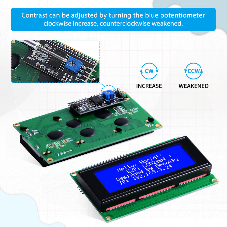 2 Écrans LCD 2004 I2C Bleu - Module 20x4 Caractères Compatible Arduino Raspberry Pi
