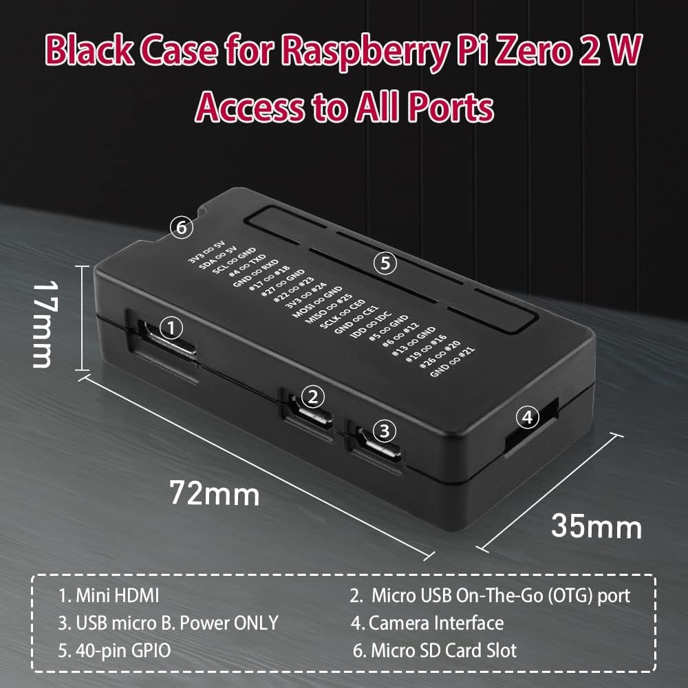 52Pi Raspberry Pi Zero 2 W/Zero W Case, 7 in 1 Basic Starter Kit with ...