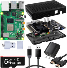 DeskPi Lite Case for Raspberry Pi 4B, with Power Button/Heatsink/PWM Fan, Power Supply 32/64GB Card, 4K HDMI Cable
