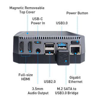 Argon ONE M.2 Case for Raspberry Pi 4 Model B M.2 SATA SSD to USB 3.0 Board Support UASP Built-in Fan Aluminum Case