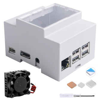 ABS Electrical Box Cooling Fan Heatsink Screwdriver Protective Case White Enclosure for Raspberry Pi 4 B/3 B+/3B