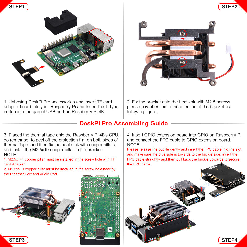 DeskPi Pro V3.0 Aluminum Case for Raspberry Pi 4-with ICE Tower Cooler ...
