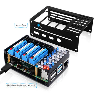 Raspberry Pi 4 Model B GPIO Terminal Board with LED Metal Case For Raspberry Pi 4B