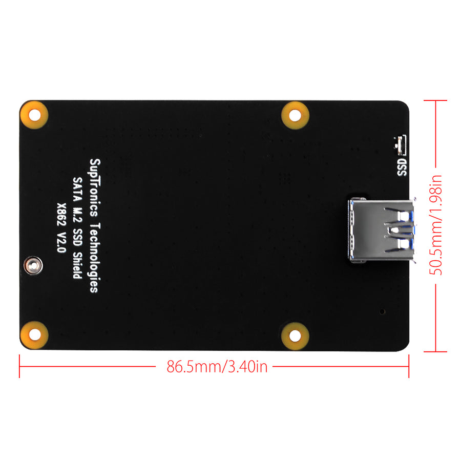 52Pi X862 V2.0 M.2 NGFF SATA SSD Storage Expansion Board with USB