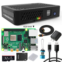 DeskPi Lite Case for Raspberry Pi 4B, with Power Button/Heatsink/PWM Fan, Power Supply 32/64GB Card, 4K HDMI Cable