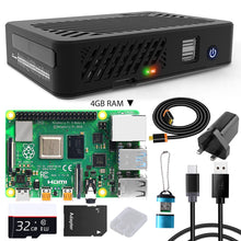 DeskPi Lite Case for Raspberry Pi 4B, with Power Button/Heatsink/PWM Fan, Power Supply 32/64GB Card, 4K HDMI Cable