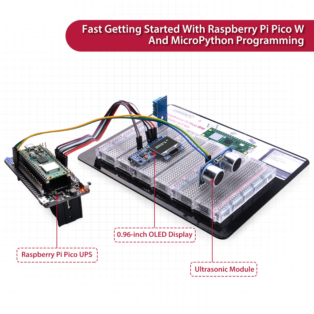 52Pi Raspberry Pi Pico WH IoT Starter Kit with Soldered Header Pin, UP ...