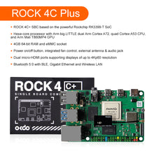 52Pi ROCK 4 Model C+ 4GB Single Board Computer Rockchip RK3399-T Arm Cortex-A72 + Cortex-A53