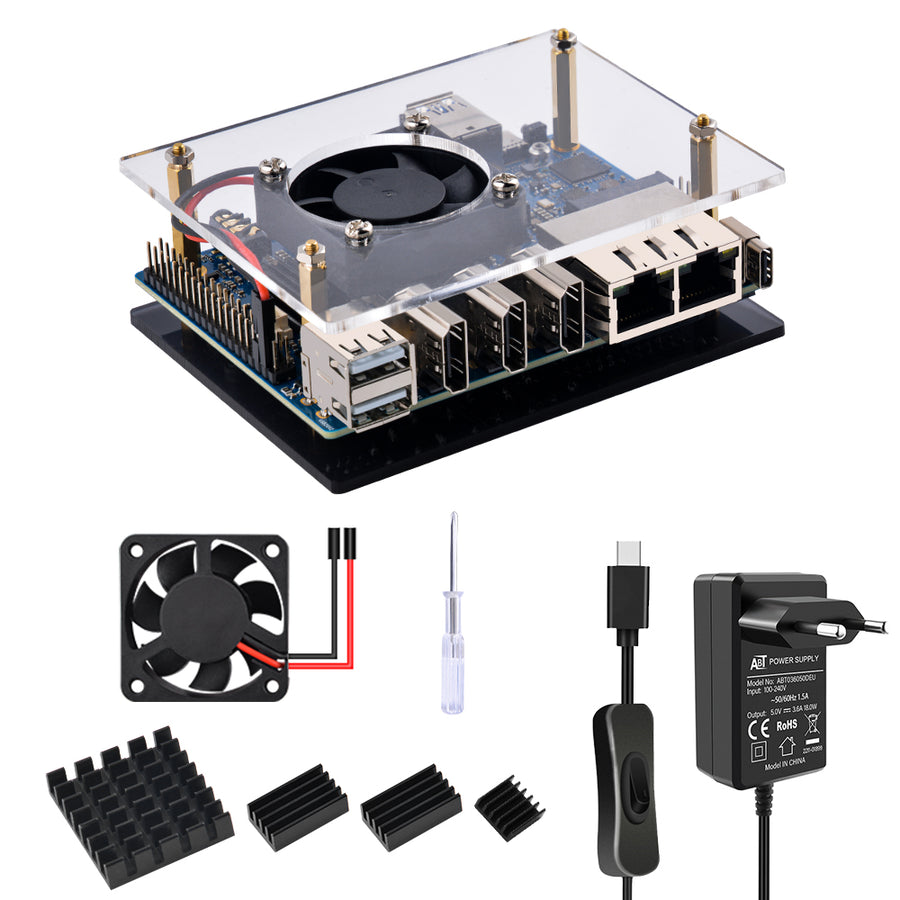 Orange Pi 5 Plus スターターキット 52Pi Orange Pi 5 Plus Acrylic Case Transparent Shell with Fan