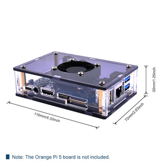 Orange Pi 5/5B Starter Kit Acrylic Case Transparent Shell with Fan Power Supply Heatsink HDMI Cable and MicroSD Card