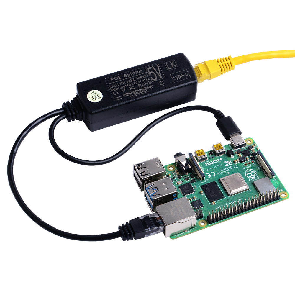 52Pi Gigabit Raspberry Pi PoE Splitter Gigabit USB Type C Power Over E ...