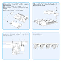 52Pi 1U Rack Steel Bracket Kit For Raspberry Pi 4B Clusters 19 Inch 4 Slots Heatsinks TF Card to FPC Board Cooling Fan Cable