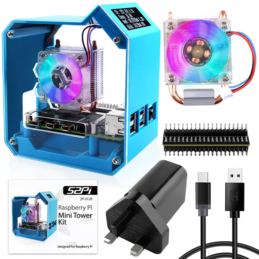 52Pi ABS Mini Tower RGB Cooling Fan With 0.96 OLED Screen Case Kit