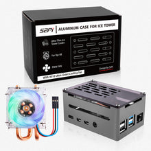 52Pi Raspberry Pi 4 Model B Aluminum Brick Case Black Enlosure Shell with 4010 Low-Profile Ice Tower Cooling Fan for RPI 4B
