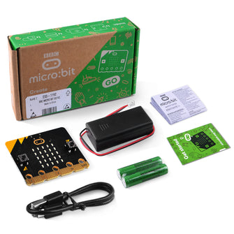 Micro:bit V2 Go Kit Original Microbit V2 Starter Kit, with BBC Micro:bit V2 Board, Battery Holder, 2 AAA Batteries, Micro USB Cable for Coding and Programming