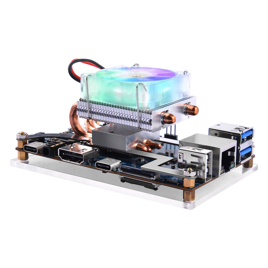 52Pi Low-profile ICE-Tower CPU RGB LED Light Cooling Fan Radiator
