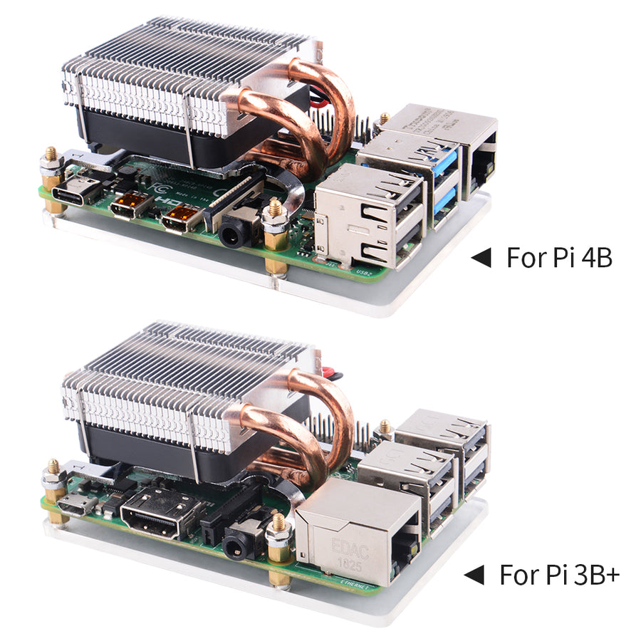 52Pi Low-profile ICE Tower 4010 Silent Cooling Fan with Horizontal