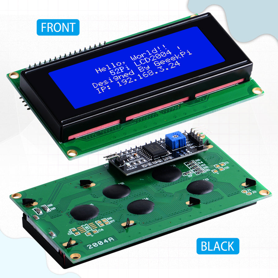 52Pi IIC I2C LCD 2004 Serial 20x4 Display Module with I2C
