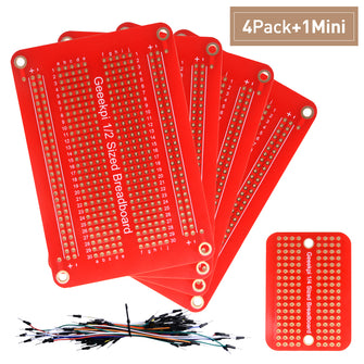 Gold-Plated Prototype PCB Solderable Breadboard for DIY Arduino Soldering Projects, Electronics Projects & Raspberry Pi, with M-M Dupont Jumper Wire Cable (4 Pack & 1/4Mini Board)