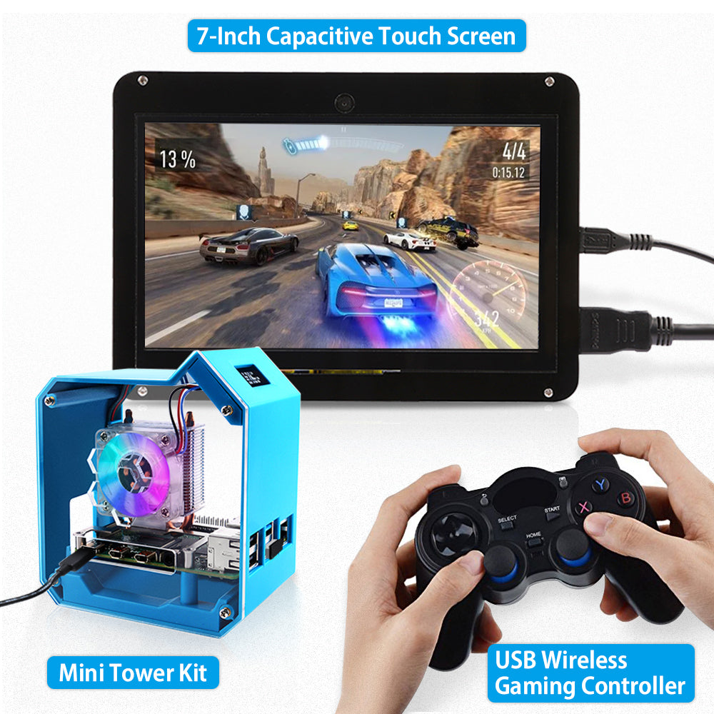 52Pi ABS Mini Tower RGB Cooling Fan With 0.96 OLED Screen Case Kit for Raspberry Pi