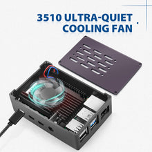 52Pi Raspberry Pi 4 Model B Aluminum Brick Case Black Enlosure Shell with 4010 Low-Profile Ice Tower Cooling Fan for RPI 4B