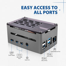 52Pi Raspberry Pi 4 Model B Aluminum Brick Case Black Enlosure Shell with 4010 Low-Profile Ice Tower Cooling Fan for RPI 4B