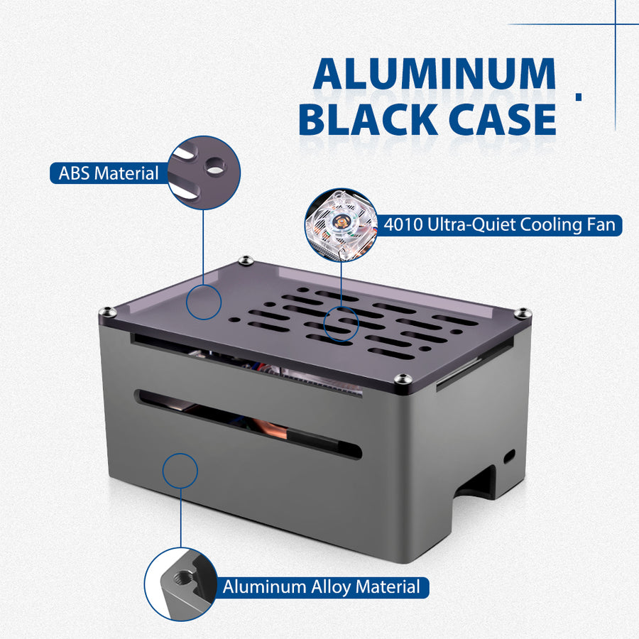 52Pi Raspberry Pi 4 Model B Aluminum Brick Case Black Enlosure