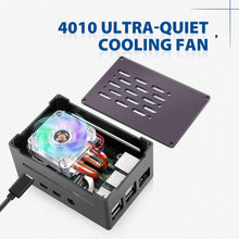 52Pi Raspberry Pi 4 Model B Aluminum Brick Case Black Enlosure Shell with 4010 Low-Profile Ice Tower Cooling Fan for RPI 4B