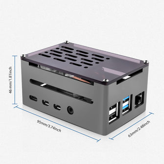 Raspberry Pi 4 Model B Aluminum Brick Case Black Enlosure Shell with 4010 Low-Profile Ice Tower Cooling Fan for RPI 4B
