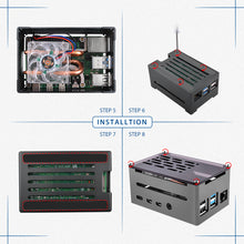 52Pi Raspberry Pi 4 Model B Aluminum Brick Case Black Enlosure Shell with 4010 Low-Profile Ice Tower Cooling Fan for RPI 4B